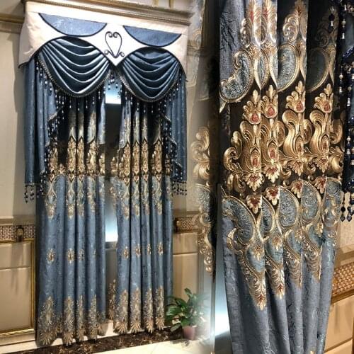 Living Room Bedroom Blackout Chenille Curtains Retro American European style Curtains Coffee luxury Custom Size Window shade