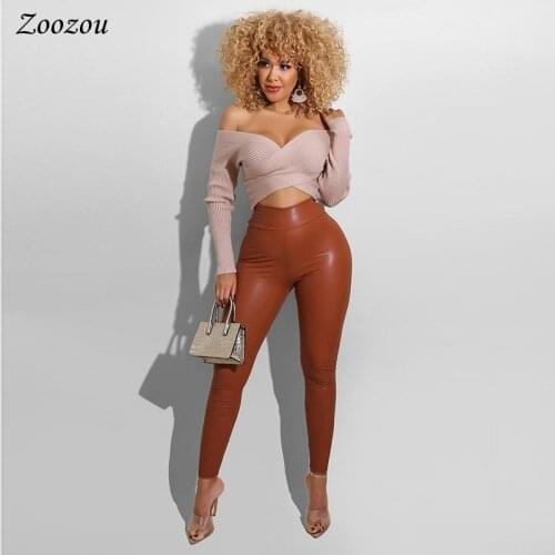 Womens Faux Leather Leggings Pants Stretchy High Waist Skinny PU Leather Elastic Hips Push Up Sexy Black Brown Trouser Custom