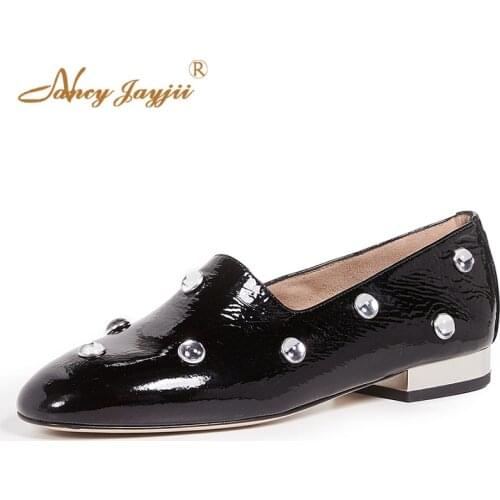 Women Flats Loafers Summer Spring/Autumn Patent Leather Solid Slip-On Round Toe Party Fashion Leisure Wedding Big Size 45