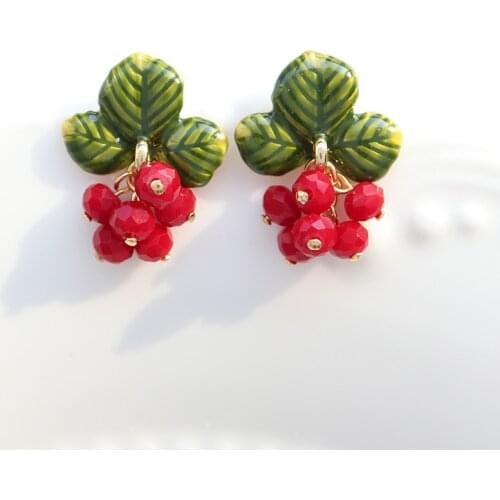 Mori Cute Berry Raspberry Enamel Earrings For Women Simple Elegant Girl Gift S925 Needle Red Fruit Drop Ears Jewelry Accessories
