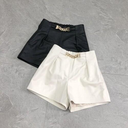 Women Shorts 100% Natural Sheepskin Genuine Leather Fashion Female Short sheepskin Design A Real Slim Hip H807