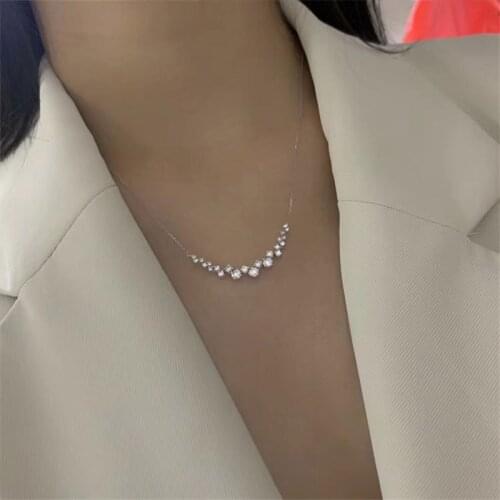 Wholesale Charm Female Diamond cz Pendant Real 925 Sterling Silver choker Party Wedding Pendants Necklace For Women Girl Jewelry