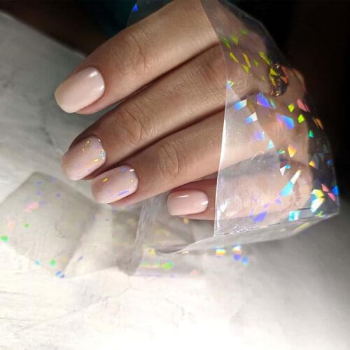 1 roll 4*100CM Holographic Nail Foils Laser Transparent Shattered Glass Shape Nail Art Transfer Foil Transfer Sticker Paper C142