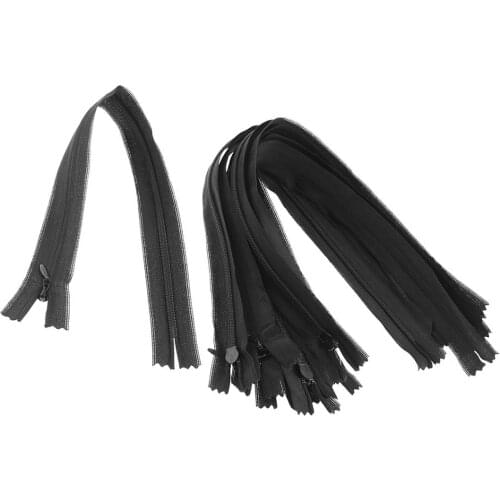 10Pcs/set 14 Inch Nylon Invisible Concealed Black Zip Zipper For Down Jacket Coats Pocket Double Zipper Sliders DIY Sewing