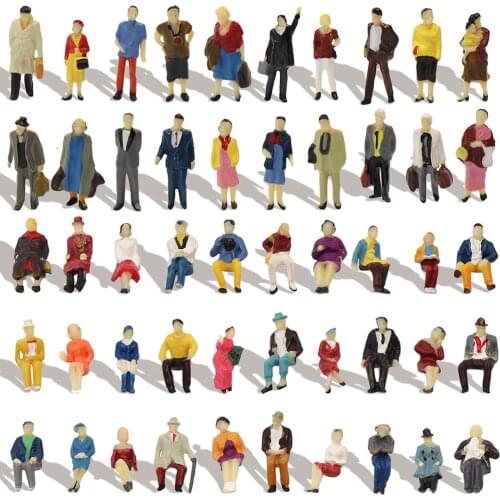 100pcs HO scale 1:87 Standing Seated Passenger People Figures 50 Different Poses Model Train Layout P8715