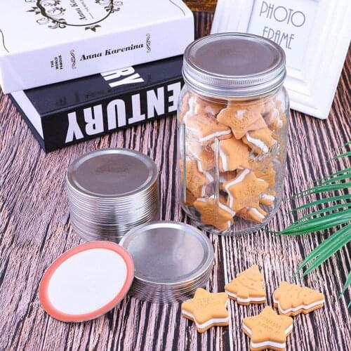 24pcs Sealing Tin Mason Jar Cover Leakproof Metal Caps Drinking Cup Mug Caps for Glass Storage Bottle Wide-Neck Jar Bottles olid
