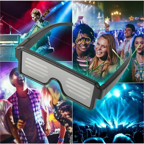 8 Modes Flash LED Party Supplies Glasses USB Charge Luminous Glasses DJ Syllable Halloween Christmas Concert Lights Eyewear New