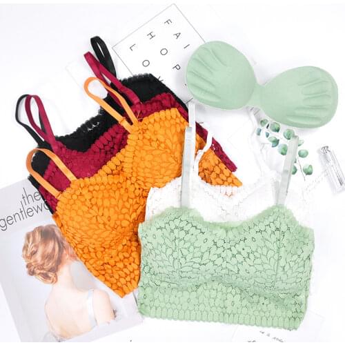 Women Bralette French Style Lace Bra Girls Tops Bra Sexy Lace Lingerie Wrap Chest Wireless Bralette Camisole Crop Top