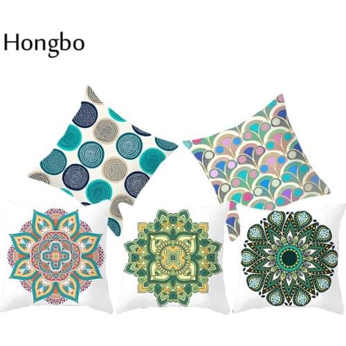 Hongbo New Mandala Printed Pillow Case Cover Square 45cm*45cm Polyester Home Throw Pillowcase Decorative For Sofa Car almofada