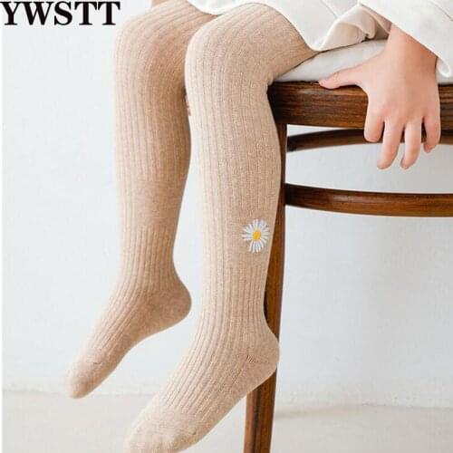 Girls Childrenswear Tights Knitted Children Pantyhose Cotton Embroidery flower Tights for Girls Baby Girl Winter Leggings