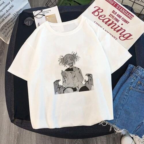 New Ahegao Harajuku Graphic T Shirt Women My Hero Academia Anime Print T-shirt Hentai Himiko Toga Tshirt Graphic Top Tee Female