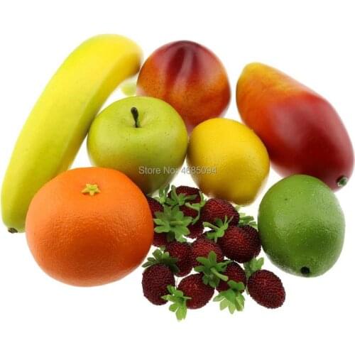 Gresorth Artificial Decoration Lifelike Fruit Fake Banana Peach Orange Mango Home Party Display Food Kitchen Toy Props
