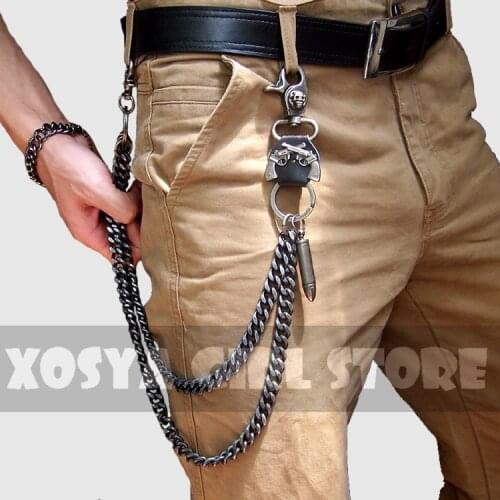Hip hop punk horns skull metal casual wild pants chain wallet chain key chain mens waist chain DR02
