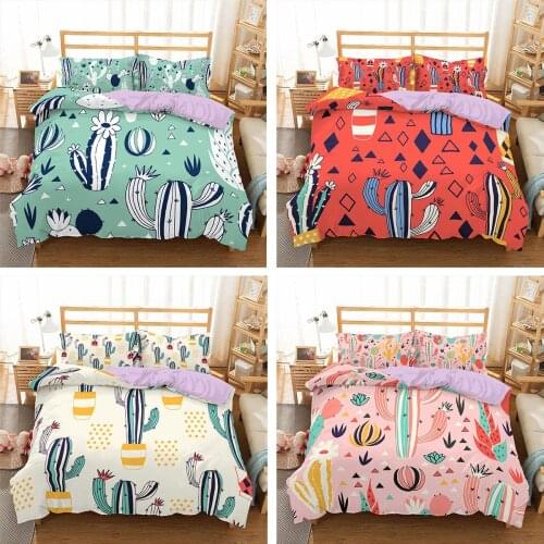 Cereus Cactus Bedding Set 2/3Pcs Duvet Cover & Pillowcase(s) 3D Printed Quilt Cover Home Textile Gift