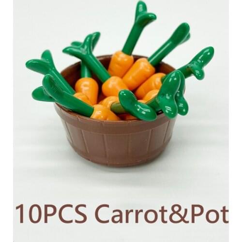 Carrot&Tub Pot Building Blocks Compatible Major Brand Kids Assembled Toys 64951 Early Learning MOC Handmade Design