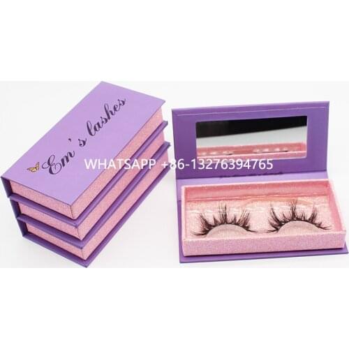 Purple Butterfly Mink Eyelash Boxes With Mirror Custom Lashbox Packaging With Logo Wholesale Strip Real Mink Eyelashes