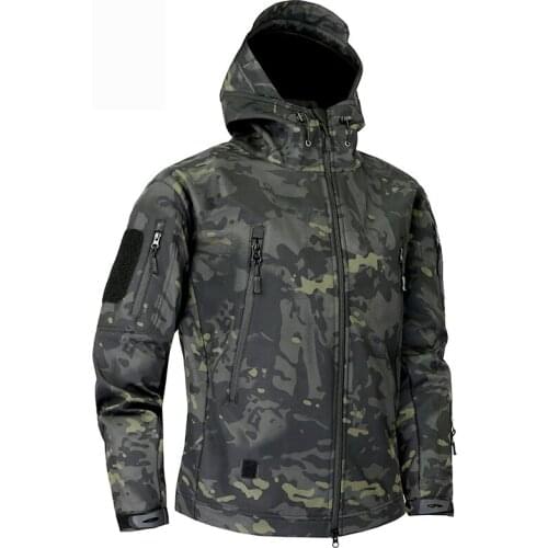Outdoor Soft Shell Military Tactical Jacket Camouflage Men Trainning Windbreakers Shark Skin Waterproof Fleece Clothing 4XL