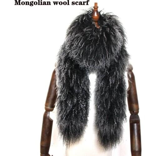 Soft bicolor Mongolian wool fur scarf fashionable European and American women winter warm long fur neckerchief