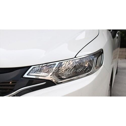 For Honda Fit/Jazz 2014 15 Car Stickers Head Front Light Lamp Cover Trim 2pcs Chrome Car-styling