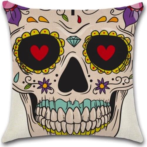 Skull Print Day of the Dead Halloween Cushion Cover Decoration Home Throw Sofa Chair Car Friend Office Seat Gift Pillowcase