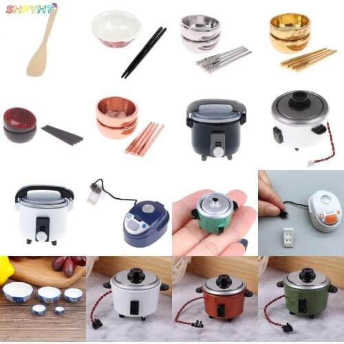 New DIY Miniature Rice Cooker Appliances Spoon Kitchen Accessories Decoration Craft For Dollhouse Accessories Kids Toys