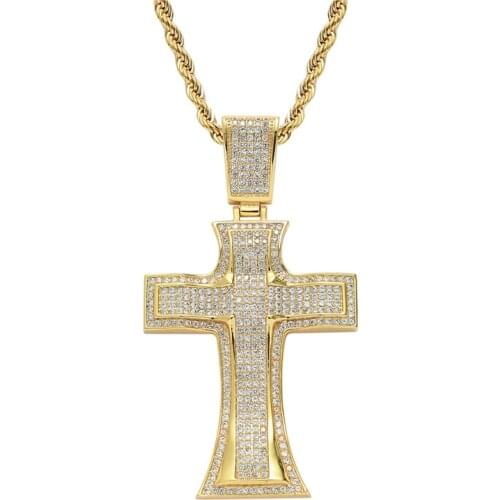 Fashion Dropshipping Crystal Jesus Cross Pendant Necklace Jewelry For Men/Women Hip Hop Jewelry Xmas Gift