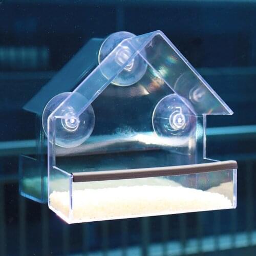 Plastic Feeder For Birds Wild Hanging Garden Decoration Equipped With 3 Powerful Suction Cups Outdoor Transparent Style Feeding