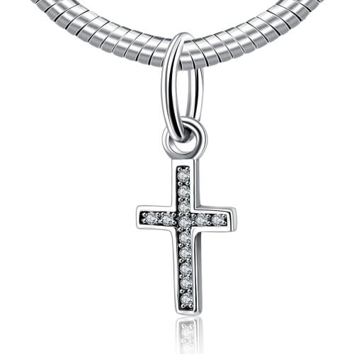 Authentic 925 Sterling Silver Bead Charm Cross Micro-pave European Pendant Beads Fit Women Bracelets DIY Jewelry YW20557
