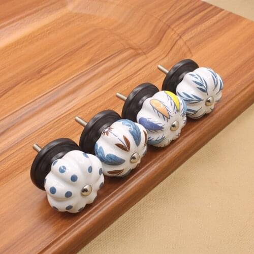 Handle American ceramic single hole handle Simple style round wardrobe European style wine cabinet door handle