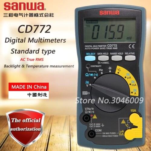 Sanwa CD772 Standard True RMS Digital Multimeter with Backlight Resistor/Capacitor/Frequency/Diode/Temperature Test