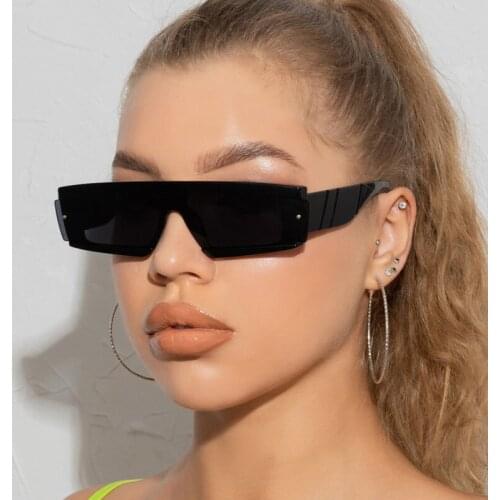 New Rectangle Sunglasses Women Men Punk Vintage Brand Green Black Shades Sun Glasses Trend Female Square Eyewear Designer Glass