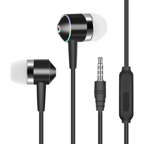 Stereo Bass Headphone In-Ear 3.5MM Wired Earphones Metal HIFI Earpiece With MIC For Xiaomi Samsung Huawei Phones