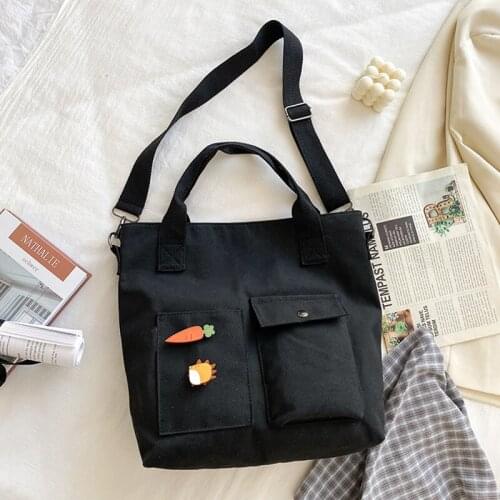 Casual Large Capacity Shoulder Bag Totes For Women Canvas Big Size Book Handbag For Student Crossbody Messenger Bag Pack