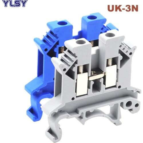 5Pcs Din Rail Universal Terminal blocks UK-3N Bornier Screw Type Electrical Wire Terminals Block Connector Brass Morsettiera 41A