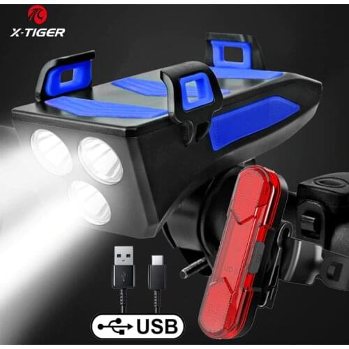 X-TIGER Bike Light Bicycle Lamp With Bike Phone Holder Bicycle Bell Phone Holder Powerbank 4 in 1 Multi-function Bike Flashlight