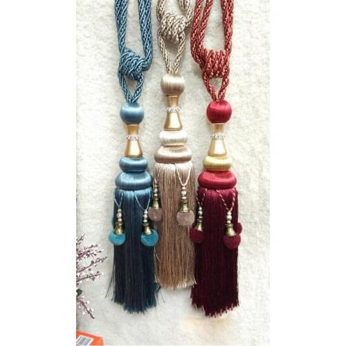1 Pair Curtain Tieback Solid Colors Hanging Belts Rope Curtain Holdback Buckles Brush Clasp Clips Curtain Accessories Tassel