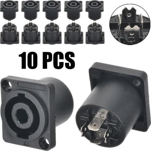 10pcs Professional 4 Pin Female Panel Audio Cable Plug Chassis Socket Connector for Stage Light LED Power Cable Plug Sockets