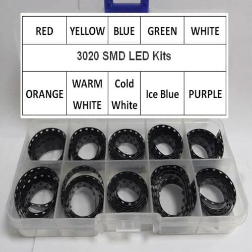 5 x 100pcs/Color=500pcs New 3020 Red/Green/Blue/White/Yellow SMD LED kit