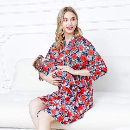 3PCS/SET Pregnant Women Nightgowns Dresses Newborn Baby Wrapping Towel Rabbit Ears Head Bands Lactation Clothing For New Mothers