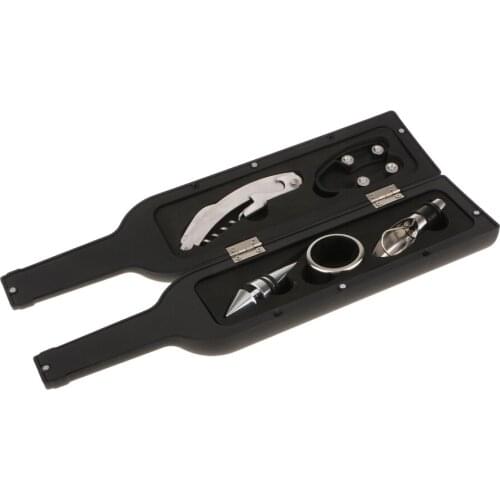 5 Piece Wine Opener Set - Wine Bottle Opener, Wine Stopper, Wine Drip Ring, Wine Foil Cutter and Wine Pourer (5-in-1)