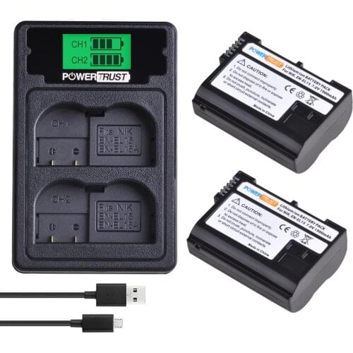 EN-EL15 EN-EL15A ENEL15 Camera Battery + LCD Dual USB Charger for For Nikon DSLR D600 D610 D800 D800E D810 D7000 D7100 D7200 L15