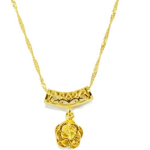 Anniyo Flower Necklace Pendant for Women Gold Color Plant Necklaces Jewelry Holiday Gift for Mother,Girlfriend,Daughter #200009