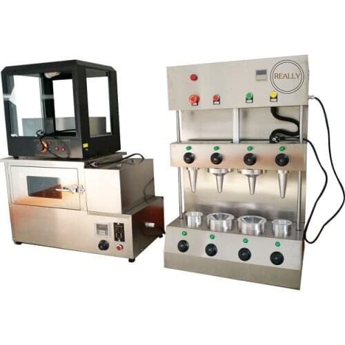 Automatic stainless steel 4molds electric commercial pizza oven pizza cone making machine