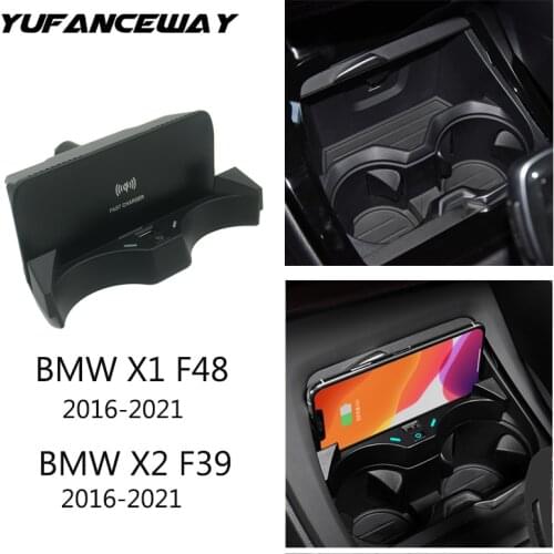 Car Wireless Charger phone charging holder For BMW X1 F48 F49 X2 F39 fast moblie phone charging accessories 15W