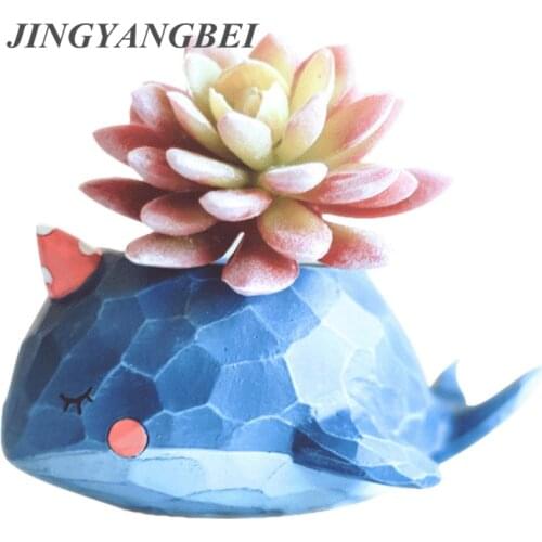 Flower Pot Animal Plant Pots Resin Succulents Desktop Furnishings Home Office Decoration Sleeping Whale Crocodile Elephant