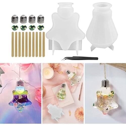 DIY Light Bulb Resin Mold Chip & Caps Set Silicone LED Bulb Mold for Jewelry