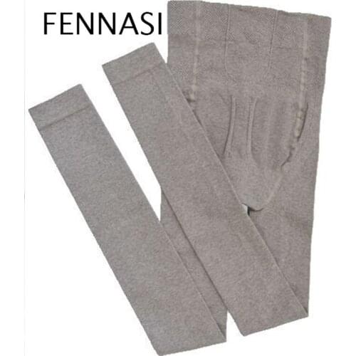 FENNASI Autumn Winter Warm Tights High Elastic Waist Thick Tights White Vertical Pantyhose Thin Female Nine Points Step Stocking