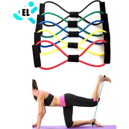 Hot Yoga Gum Fitness Resistance 8 Word Chest Expander Rope Workout Muscle Fitness Rubber Elastic Bands For Sports Exercise