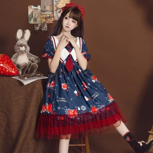 Sweet Princess Lolita Dress Vintage Kawaii Clothing Printing Victorian Dress Kawaii Girl Gothic Lolita Jsk Loli Cosplay SL4025