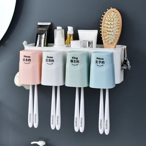 Multifunction Bathroom Storage Toothbrush Toothpaste Comb Simplicity Organizer Self-adhesive Wall Mounted Plastic Shelf Shampoo